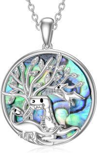 wholesale Sterling Silver Crystal Abalone Shell Animal Pendant Tree of Life Necklace-2-Abalone Shell-Dinosaur