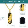 wholesale 925 Sterling Silver Gold Plated Saint Florian Black Onyx Pendant Necklace-0-5