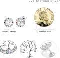 wholesale 925 Sterling Silver Tree of Life Stud Earrings Round Birthstone Jewelry Gifts-0-5