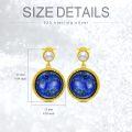 wholesale 18K Gold Plated Sterling Silver Blue Lapis Lazuli & Freshwater Pearl Dangle Earrings-0-4