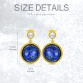wholesale 18K Gold Plated Sterling Silver Blue Lapis Lazuli & Freshwater Pearl Dangle Earrings-0-4