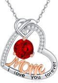 wholesale 925 Sterling Silver Heart-Shaped Amethyst I love you mom Forever Pendant Necklace for Women-0-0