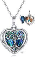 wholesale 925 Sterling Silver Tree of Life Abalone Shell Heart Urn Pendant Necklace for Women-0-0