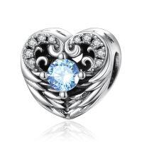 wholesale 925 Sterling Silver Stone Angel Wing Charm Bracelet Jewelry Gift for Women-12 Dec - Topaz