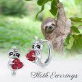 wholesale 925 Sterling Silver Red Heart Sloth Huggie Hoop Earrings for Women and Teenage Girls-0-1
