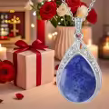 TOUPOP Sterling Silver Gemstone Teardrop Filigree Pendant Necklace-0-4