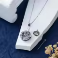 TOUPOP Sterling Silver Blue Crystal Eagle Urn Necklace For Ashes Memorial Jewelry-0-5