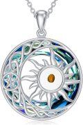 wholesale 925 Sterling Silver Sun and Moon Pendant with Blue Crystal Stone - Christian Faith Jewelry for Women-0-0