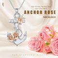 wholesale 925 Sterling Silver Anchor Pendant Necklace with Rose Charm s for Women-0-4