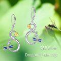 wholesale 925 Sterling Silver Dragonfly Flower Drop Earrings for Women Girls -0-4