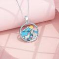 wholesale 925 Sterling Silver Turquoise Wolf and Mountain Pendant Necklace for Women & Men-0-4