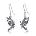 wholesale 925 Sterling Silver Dragon Skull Skeleton Hand Dangle Earrings Gothic Halloween  for Her-0-0
