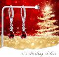 wholesale 925 Sterling Silver Red Garnet Dangle Drop Leverback Earrings for Women-0-5