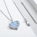 wholesale 925 Sterling Silver Blue Fire Opal Heart with Wings Pendant Necklace for Women-0-4