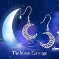 wholesale 925 Sterling Silver Crescent Moon Celtic Knotwork Leverback Drop Earrings-0-1