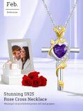 wholesale Sterling Silver Rose Cross Pendant Necklace for Women-0-137