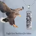 TOUPOP 925 Sterling Silver Stone Cylinder Dragon Eagle Wolf Cremation Necklace Pendant Memorial Jewelry-0-6