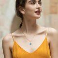 wholesale 14k Red Oval Gemstone Pendant Necklace With Lab Diamond Halo-0-12