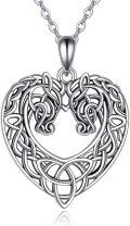 wholesale 925 Sterling Silver Celtic Knot Heart Pendant Necklace for Women Girls  45cm Chain Length-0-0