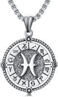 wholesale Sterling Silver Stone Zodiac Necklace 12 Constellation Horoscope Pendant-0-20