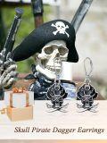 wholesale 925 Sterling Silver Pirate Skull Crossbones Drop Earrings Gothic Halloween Gift for Her-0-5