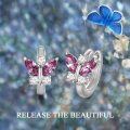 wholesale 925 Sterling Silver Butterfly Earrings Wholesale With Blue And Clear Crystals-0-16