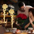 wholesale 14K Gold Snake Rose Stud Earrings Floral Charm Fashion s for Women-0-2