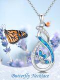 TOUPOP Sterling Silver Created Opal Infinity Butterfly Necklace-0-5