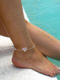 wholesale 925 Sterling Silver Angel Charm Anklet/Anklet with Pink Wings and Crystal Accents - Adjustable Gift for Women-0-6