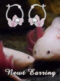 wholesale 925 Sterling Silver Pink Crystal Axolotl Heart Huggie Hoop Earrings-0-5