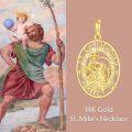 wholesale 14K Gold Saint Christopher Protect Us Religious Pendant Necklace for Men & Women-0-5