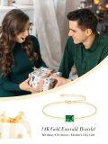 TOUPOP 14K Gold Emerald Bracelet, Square Cut Gemstone, 6.5-8.5"-0-1