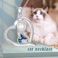 wholesale 925 Sterling Silver Abalone Shell Cat Heart Pendant Necklace for Women-0-2
