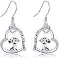 wholesale 925 Sterling Silver Dalmatian Love You Forever Heart Drop Earrings Gift for Women-0-0