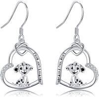 wholesale 925 Sterling Silver Dalmatian Love You Forever Heart Drop Earrings Gift for Women-Dalmatian
