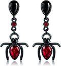 wholesale Black 925 Sterling Silver Spider Teardrop Dangle Earrings - Gothic Halloween  for Her-0-0