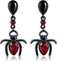 wholesale Black 925 Sterling Silver Spider Teardrop Dangle Earrings - Gothic Halloween  for Her-Spider