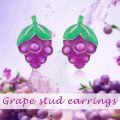 wholesale 925 Sterling Silver Purple Grapes Fruit Stud Earrings-0-3