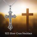 wholesale 925 Sterling Silver Celtic Cross Necklace for Women Men - Vintage Irish Christian s 47cm Chain Length-0-2