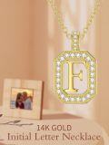 wholesale 14K Solid Gold Moissanite Initial Pendant Necklace A-Z 16 2mm Chain-0-1