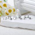 wholesale 925 Sterling Silver Dog & Paw Print Bone Studs for Women (Set of 6)-0-2