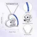 wholesale 925 Sterling Silver Blue Crystal Monkey Heart Pendant Necklace for Women and Girls-0-1