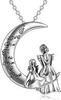 wholesale 925 Sterling Silver Moon & Back Necklace Gift for Mom Nana Mother Daughter Love Pendant-0-0