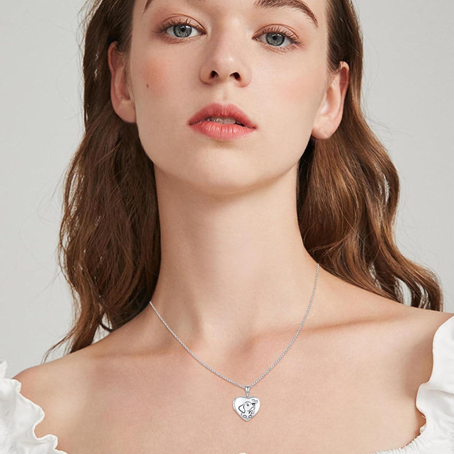 Sterling Silver Heart Dog Paw Bee Locket Necklace for Women-0-5