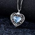 wholesale TOUPOP Rose Flower Urn Necklace For Ashes Heart Crystal Cremation Jewelry For Ashes Flower Memorial Necklace For Girls Women Human Ashes Sterling Silver Urn Necklace For Ashes (blue2) -0-2