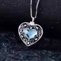 TOUPOP Sterling Silver Crystal Blue Flower Urn Necklace For Ashes-0-2