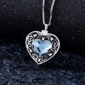 TOUPOP Sterling Silver Crystal Blue Flower Urn Necklace For Ashes-0-2