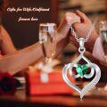 TOUPOP Sterling Silver Emerald Pendant Necklace, Birthday Gift For Women-0-1