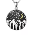 wholesale 925 Sterling Silver Round Moon & Mountains Necklaces Wholesale - Vintage Nature Jewelry for Women-0-0