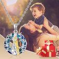 wholesale 925 Sterling Silver Blue Crystal Angel Pendant Necklace for Mommy & Me Grandmother's Day Gift-0-3
